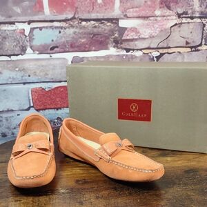 Cole Haan Coral Suede Moccasin Loafers with Bow Accent